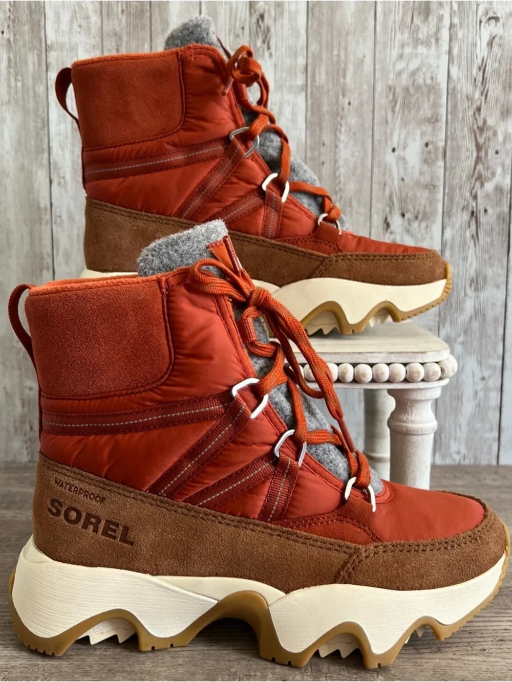 Sorel Kinetic Impact Sport Waterproof  Women's Red & Brown Winter Boots New 7.5